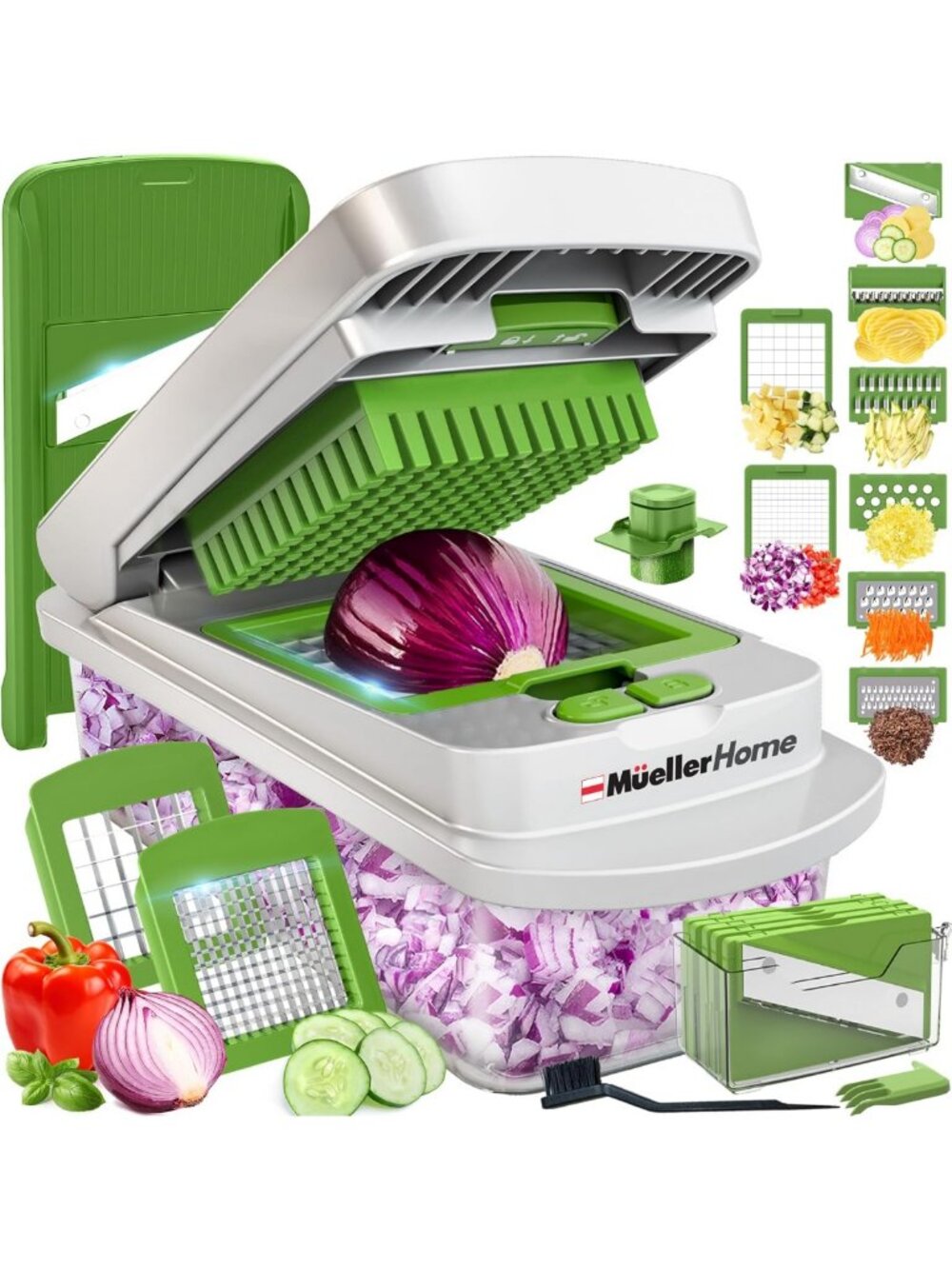 10-in-1 Vegetable Chopper with 8 Blades, Onion Mincer & Food Prep Tool